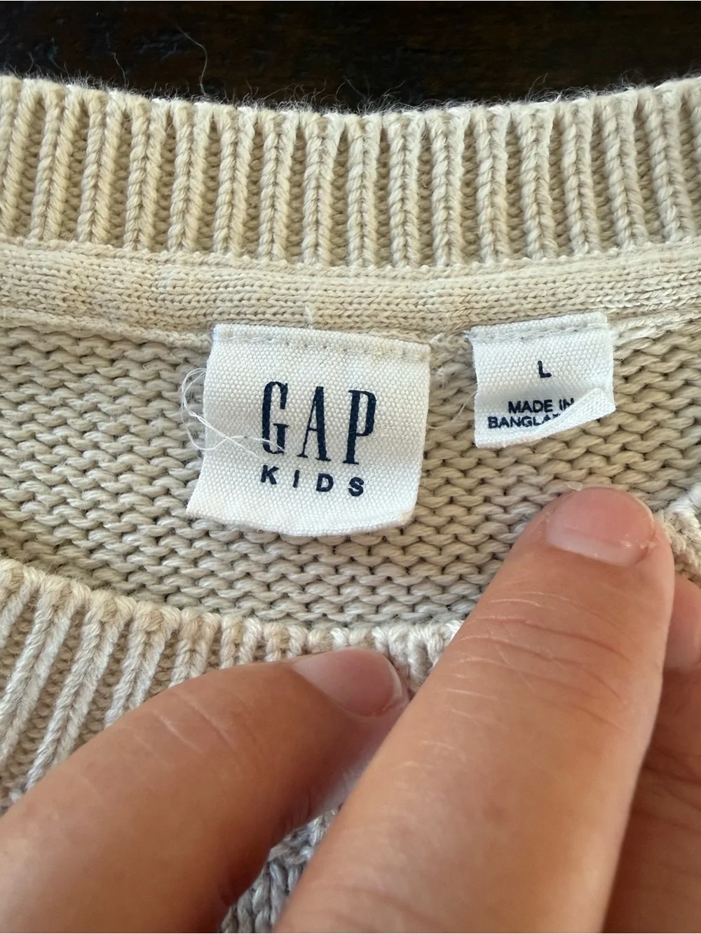 GAP Cream and Black Striped Crewneck Sweater